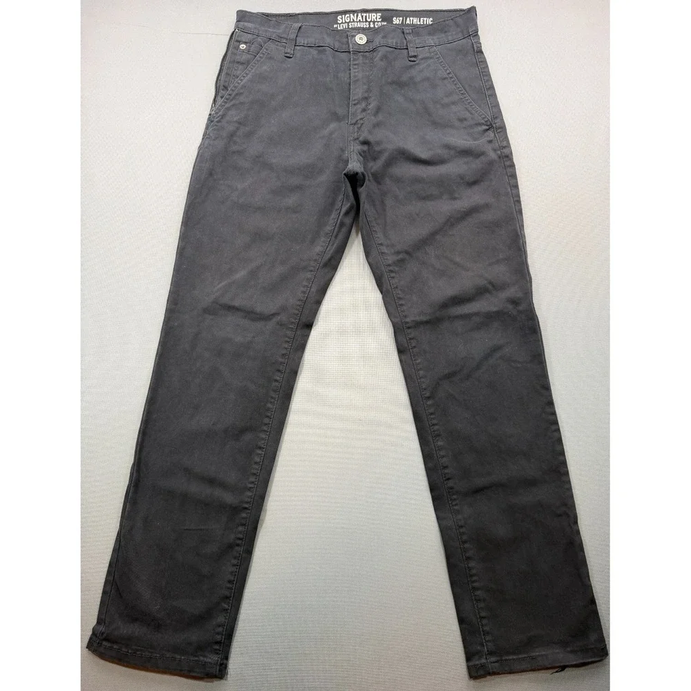 Signature by Levi Strauss S67 Athletic Fit Pants Black Stretch | Men's 32x32